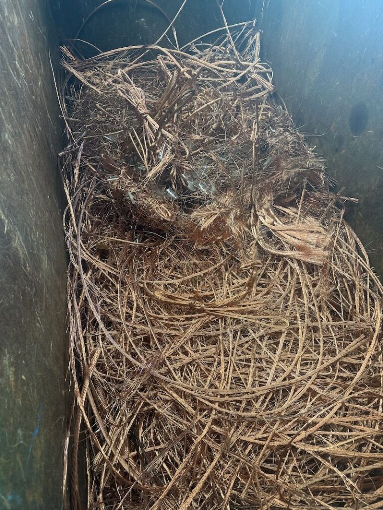 Bin of stripped bare bright copper wire at Malaga Scrap Metal