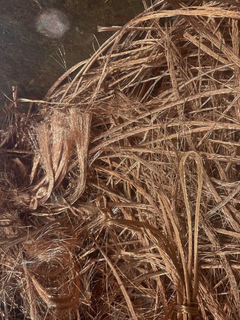 Close-up of clean stripped copper wire, the top grade of scrap copper